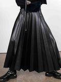 Mens Faux Leather Pleated Solid Skirt SKUK39210