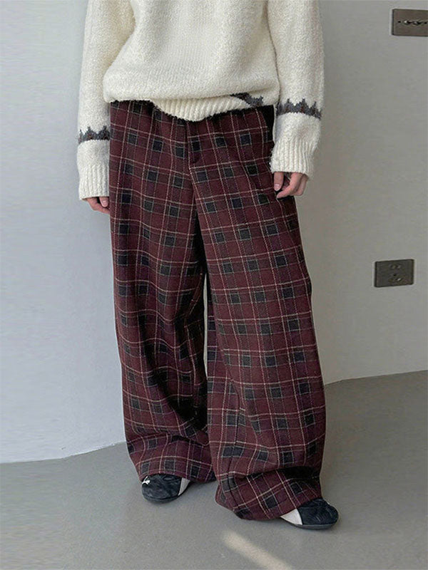 Men's Plaid Wide Leg Casual Pant SKUL28236