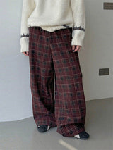 Men's Plaid Wide Leg Casual Pant SKUL28236