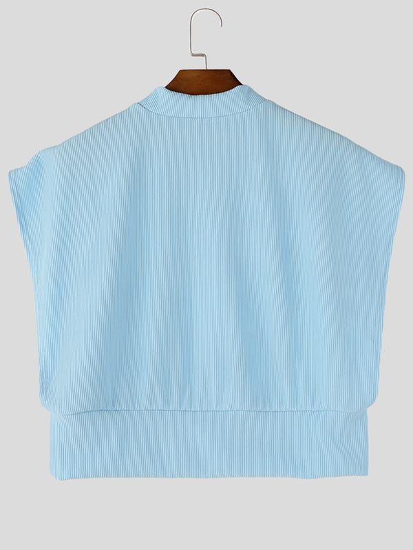 Men's High-Street Avant-Garde Deep Drop-Armhole Cropped Ribbed Knit Tank SKUL68415
