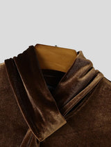 Men's Avant-Garde Early Autumn Velour Built-in Scarf Muscle Slim Long Sleeve Tie Neck T-shirt SKUL81739