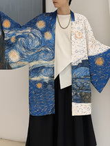 Men's Starry Print Oversized Long Sleeve Cardigan SKUL21156