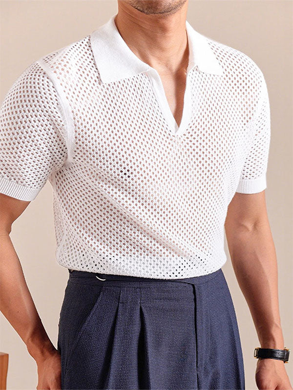 Men's Solid Color Sheer Mesh Short Sleeve T-Shirt SKUL17025