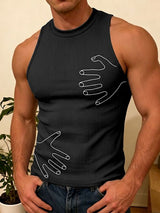 Men's Streetwear Creative Hand Print Ribbed Tight Tank SKUL64241