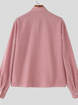 Men's Plaid Chinese Knot Long Sleeve Shirt SKUL50075