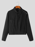 Mens Solid Button Design Jacket Crop Top SKUK31901