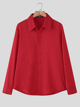 Men's Solid Color Slim Fit Long Sleeve Shirt SKUL24816