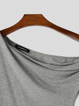 Men's Avant-Garde Asymmetrical Off-the-Shoulder Draped Tank SKUL65198