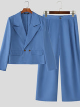 Men's Solid Color Casual Two Pieces Outfit SKUL44011