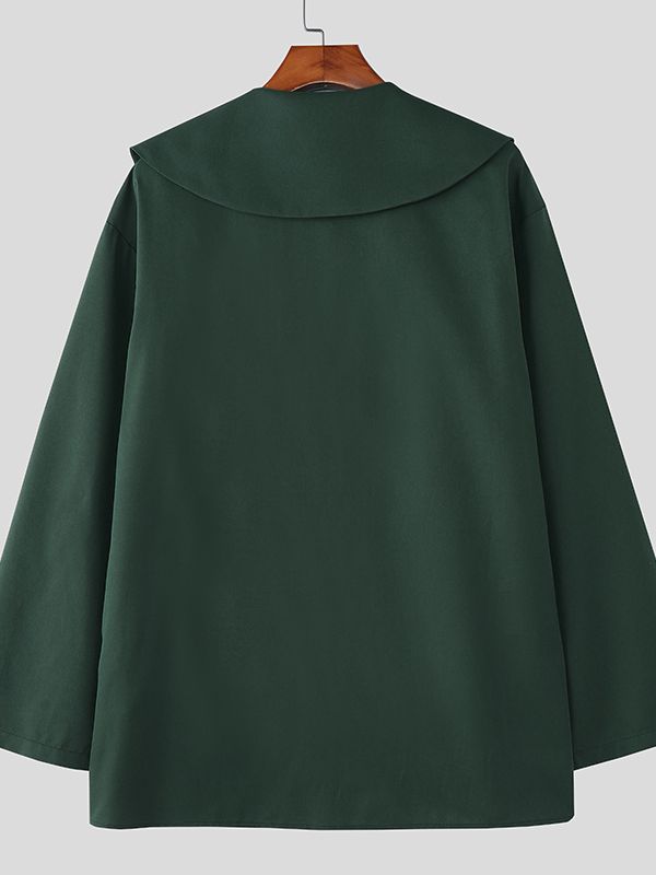 Men's Solid Color Lapel Long Sleeve Shirt SKUL45127