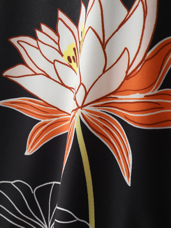 Men's Floral Print Loose Short Sleeve Shirt SKUL19786