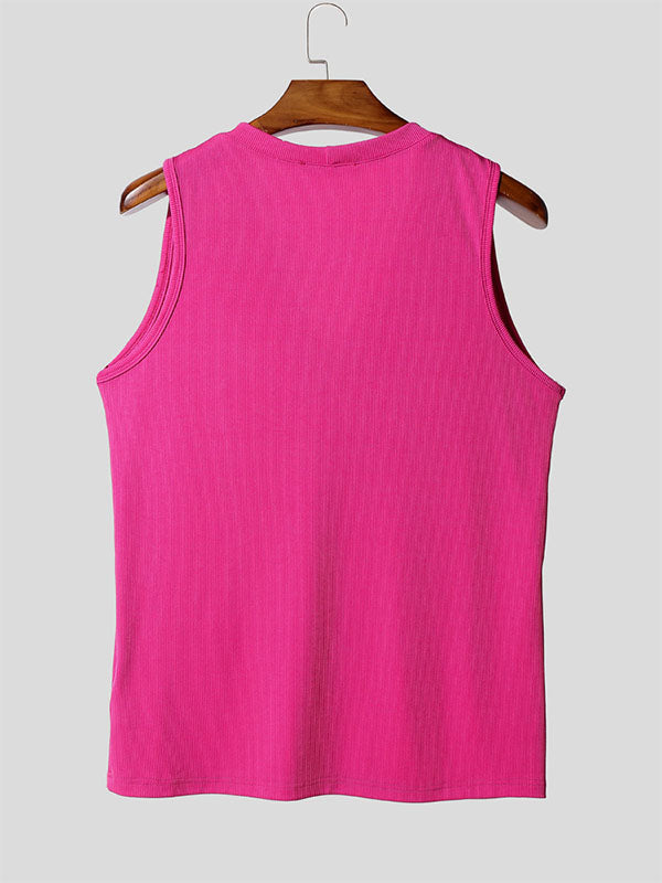 Mens Sheer Mesh Patchwork Knit Tank SKUL16802