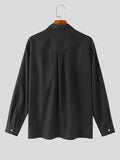 Mens Metal Button Patchwork Long Sleeve Shirt SKUK45330