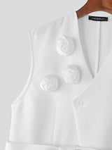 Men's 3D Floral Decor Casual Waistcoat SKUL26081