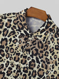 Mens Leopard Print Lapel Long Sleeve Shirt SKUK49672