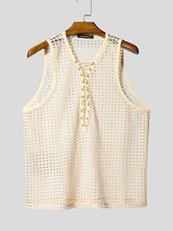 Mens Hollow-Out Mesh Drawstring Casual Tank SKUL17030