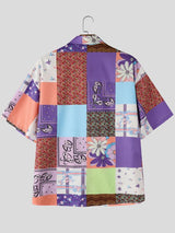 Men's Resort Paisley & Floral Print Drop-Shoulder Short Sleeve Shirt SKUL71280