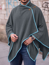 Men's Retro Techwear Stage Performance Wrap High Neck Pointed Draped Hemline Heavyweight Cloak SKUL82407