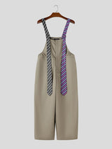 [Fabric Upgrade] Men's Avant-Garde High Waist Necktie Suspender Strap Baggy Wide Leg Overall SKUL68644