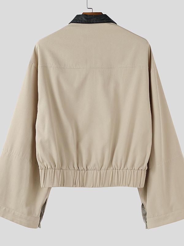 Men's Oversized Cuff Plaid Long Sleeve Jacket SKUL34030