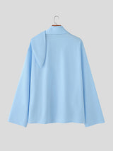 Men's Solid Scarf Neck Long Sleeve Hoodie SKUL26084