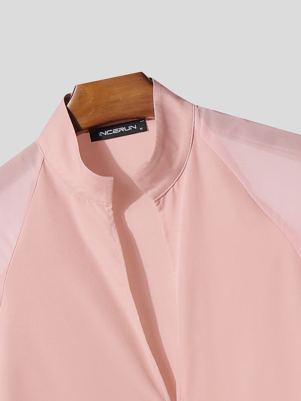 Men's Sheer Flared Long Sleeve Shirt SKUL41276