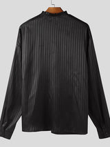 Men's 3D Floral Patchwork Striped Long Sleeve Shirt SKUL47794