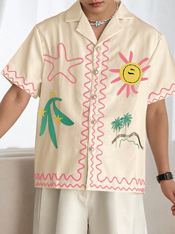 Mens Graffiti Print Short Sleeve Shirt SKUL12955