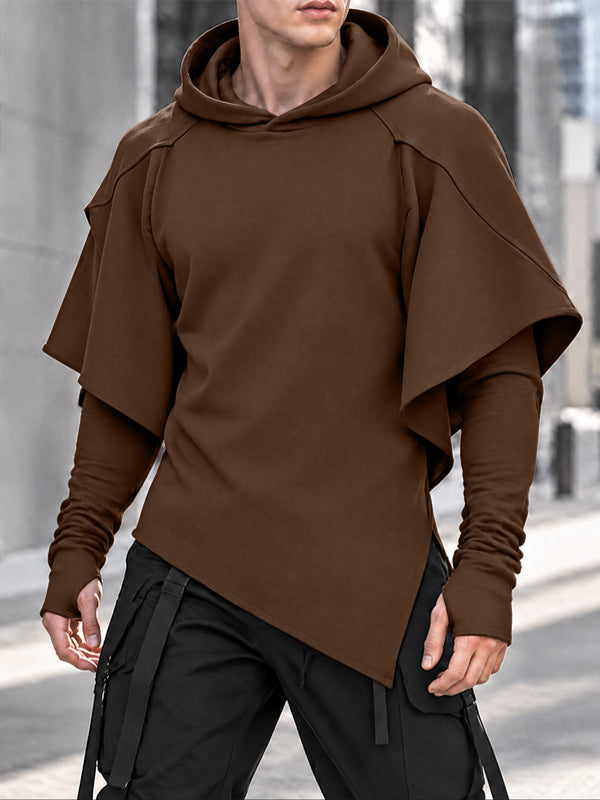[Pre-order] Men's Avant-Garde Darkwear Nightclub Party Cape Wing Sleeve Asymmetric Hem Sweatshirt SKUL88510