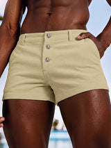 Men's Summer Beach Ribbed Button Fly Short SKUL80348