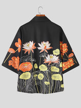 Men's Floral Print Loose Short Sleeve Shirt SKUL19786