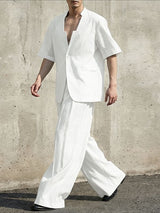 Men's Solid Color Casual Two Pieces Outfit SKUL53961