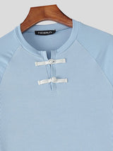 Men's Solid Color Textured Long Sleeve T-shirt SKUL45408