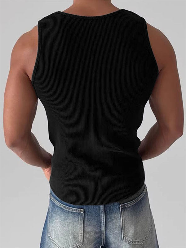 Men's Stud Patchwork Knit Texture Casual Tank SKUL24563