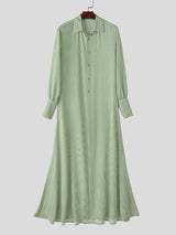 Men's Striped Long Hem Puff Sleeve Shirt SKUL40322