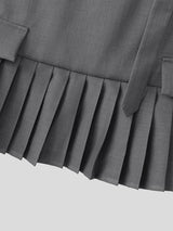 Men's Avant-Garde Asymmetric One-Shoulder Buckle Strap Pleated Peplum Skirt SKUL62715