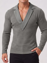 Men's Solid Color Knit Long Sleeve Sweater SKUL31942