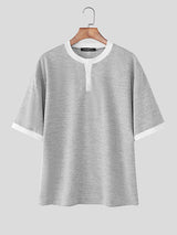 Men's Color Block Plaid Short Sleeve T-Shirt SKUL23973