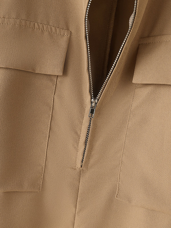 Mens Solid Color Modern Minimalist Trench Jacket SKUK77368