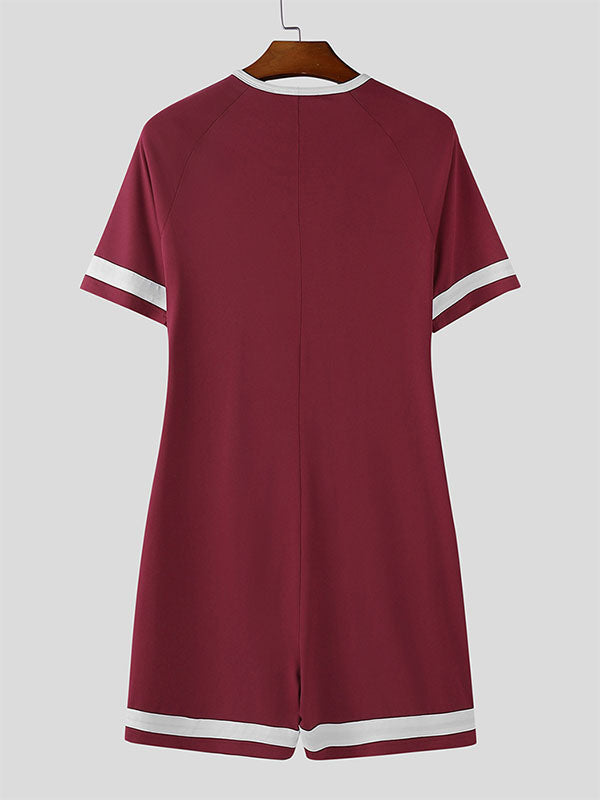 Men's Stripe Colorblock Short Sleeve Bodysuit SKUL21306