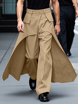 Mens Solid Color Layered Wide-Leg Long Pant SKUK99651