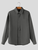 Men's Solid Color Casual Long Sleeve Shirt SKUL37259