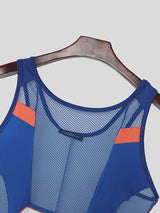 Men's Avant-Garde "23" Graphic Color-Block Mesh Panel Athletic Bodysuit SKUL54072