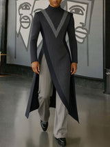 Men's Color Block Printed Long Hem T-Shirt SKUL43712