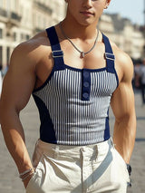 Men's Stripe Patchwork Casual Tank SKUL48000