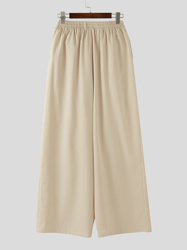 Mens Solid Color Wide Leg Casual Pant SKUL16630