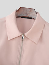 Men's Solid Color Zipper Long Sleeve Shirt SKUL51262