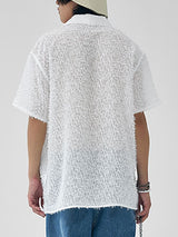 Men's Plush Tassel Short Sleeve Shirt SKUL32940