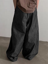 Mens Textured Wide-Leg Loose Casual Pant SKUL15956