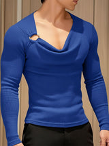 Men's Metal Ring Detail Knit Long Sleeve T-shirt SKUL52647